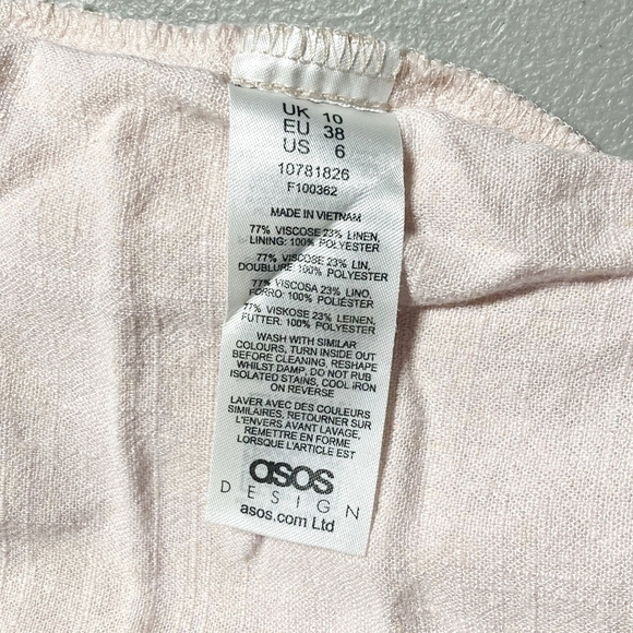 ASOS Light Pink High Rise Linen Blend Pleated Shorts Women's Size 6 Flowy EUC - Picture 5 of 5